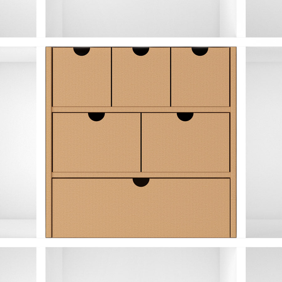 6 gemischte Schubladen aus Karton für das Kallax Regal