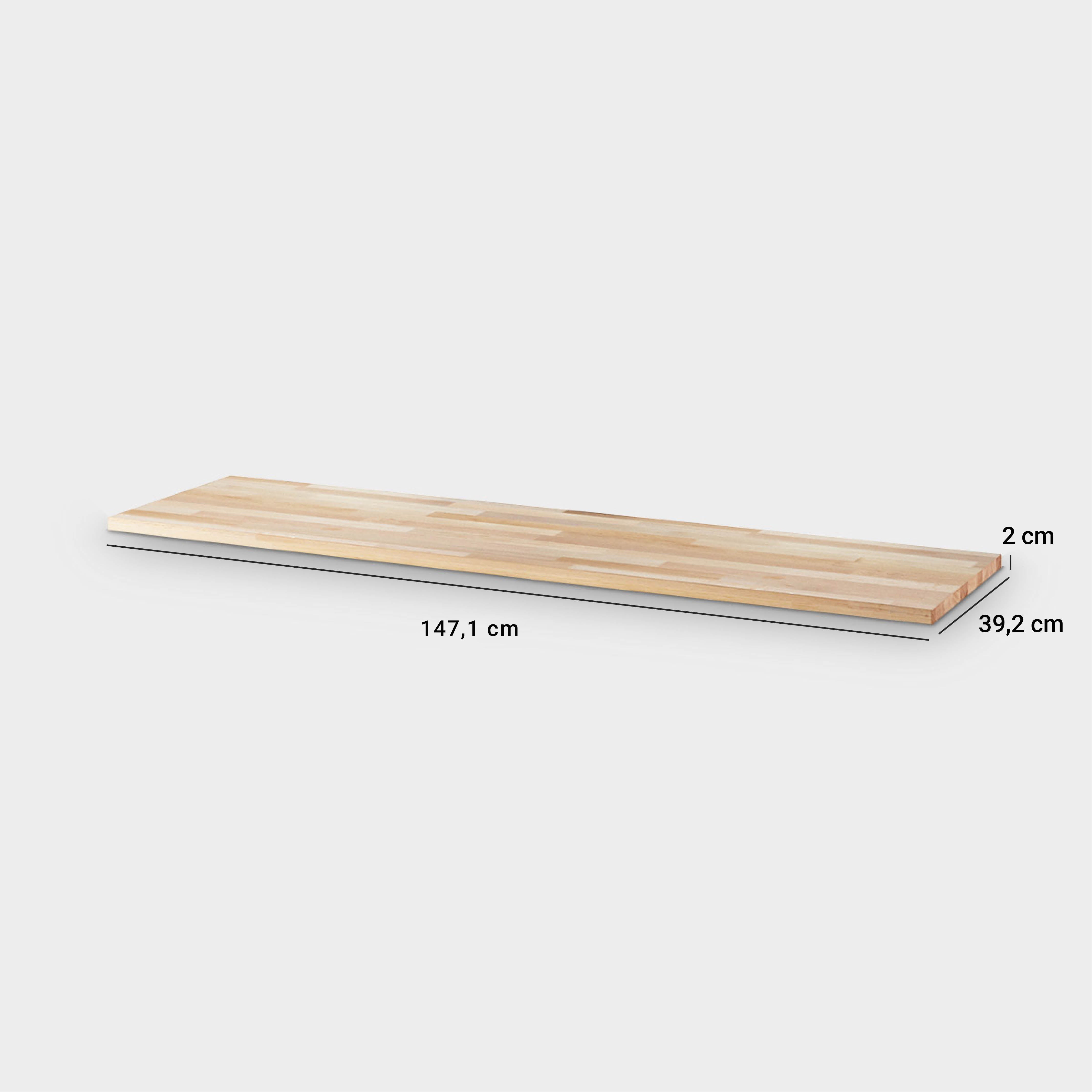 Maße der Buchenholzplatte natur - 111,3 cm (L) x 39,2 cm (B) x 2 cm (H)