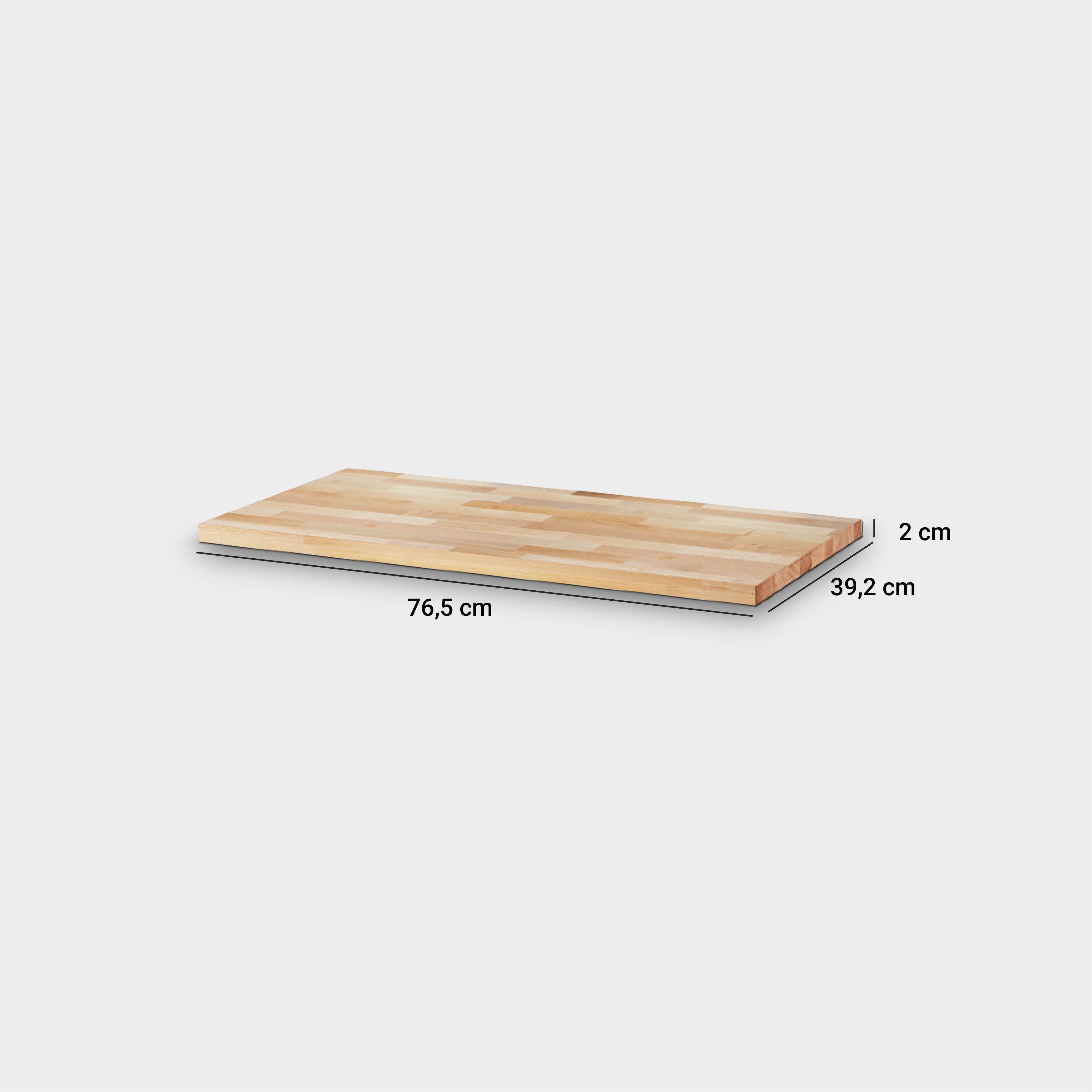Kallax Holzplatte mit Maßgrößen (76,5 cm lang, 39, 2 cm breit und 2 cm hoch)