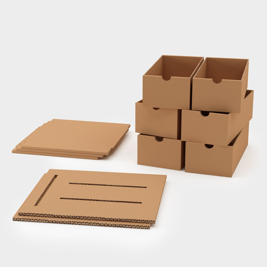 6 mittlere Kartonschubladen ideal für das Kallax Regal