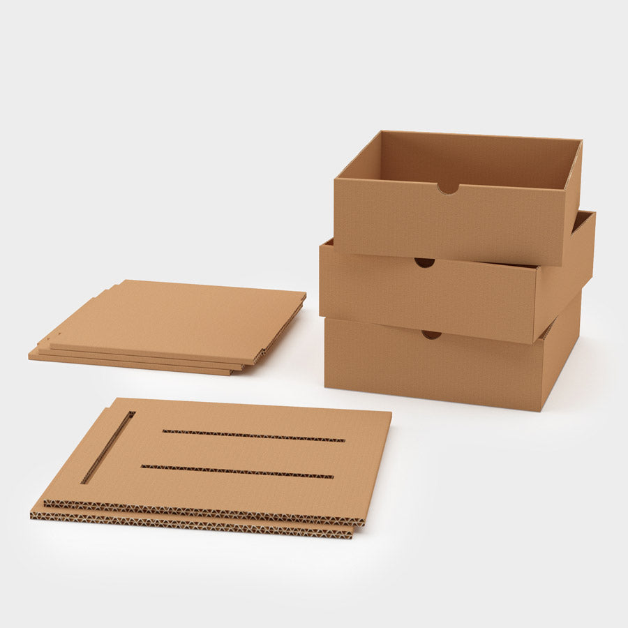 3 große Kartonschubladen - ideal für das Kallax Regal